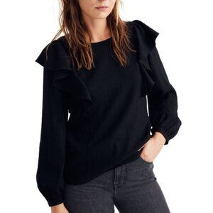 Madewell Ruffle Front Long Sleeve Top Size M